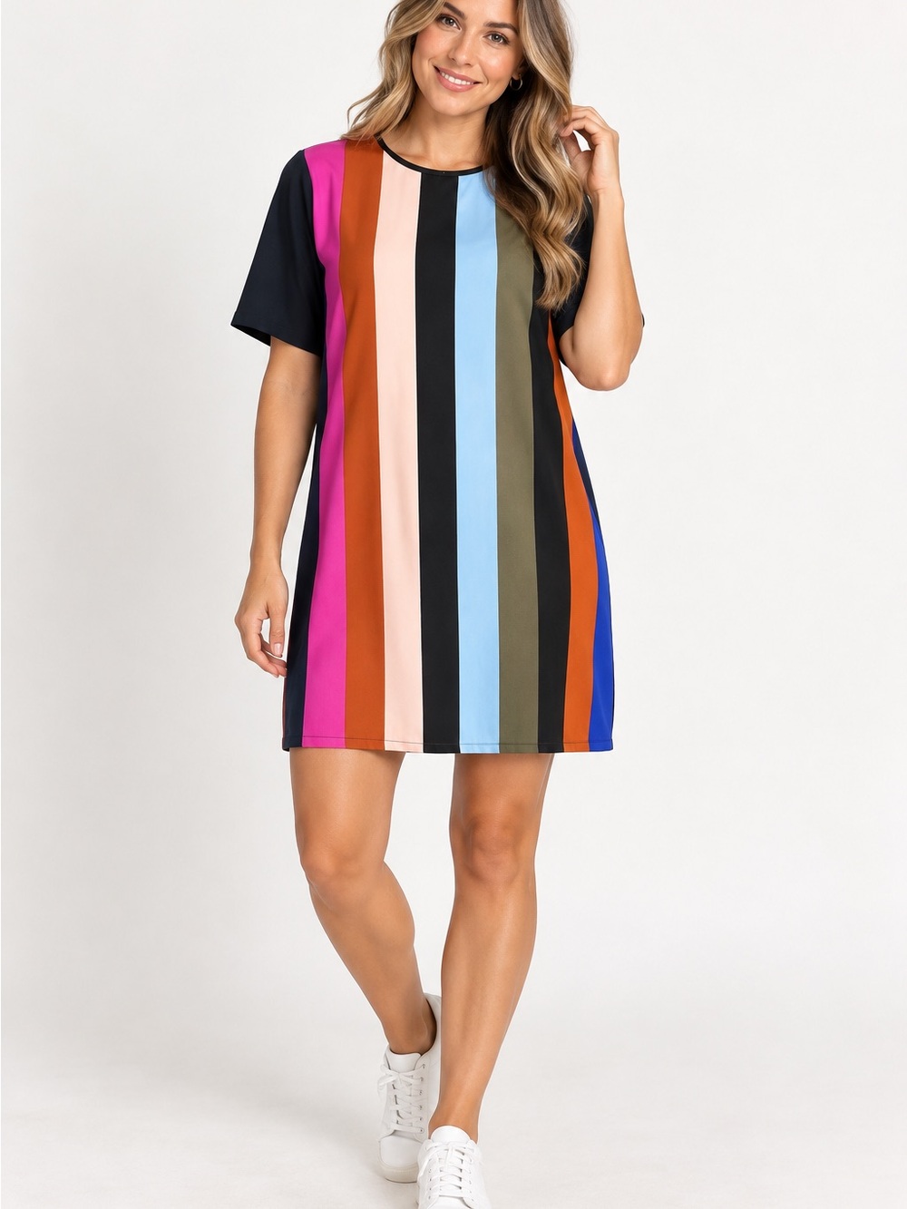 Diane von Furstenberg DVF Jimi Multicolor Striped 100% Silk Shift Dress, Size 2